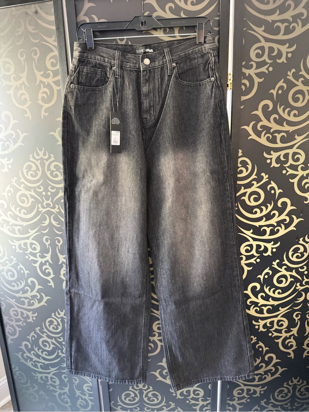 Fashion Nova Washed Grey Straight Leg Jeans